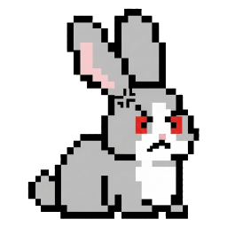 Buxie in its mad state, with red eyes and a frown